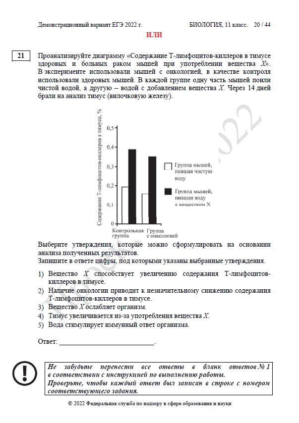 Демоверсия ЕГЭ по биологии 2022