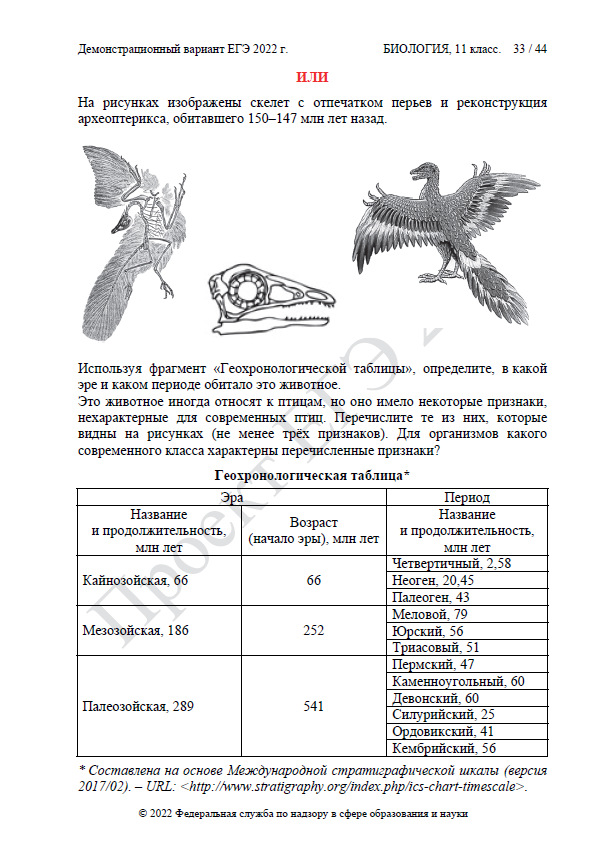 Демоверсия ЕГЭ по биологии 2022