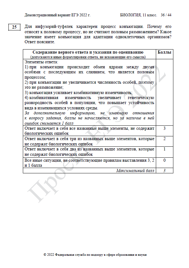 Демоверсия ЕГЭ по биологии 2022