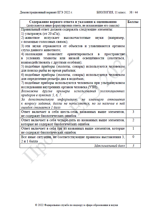 Демоверсия ЕГЭ по биологии 2022