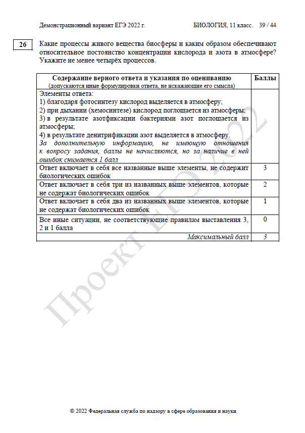 Демоверсия ЕГЭ по биологии 2022