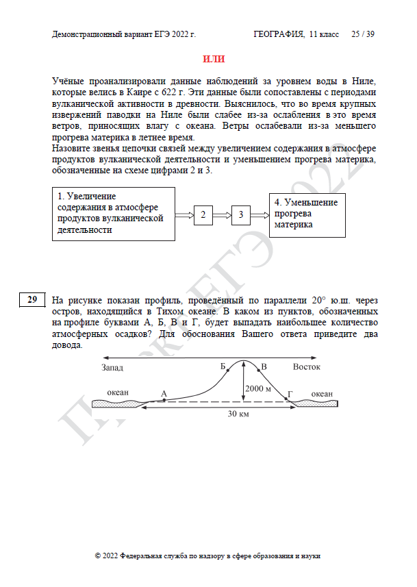 Демоверсия ЕГЭ по географии 2022