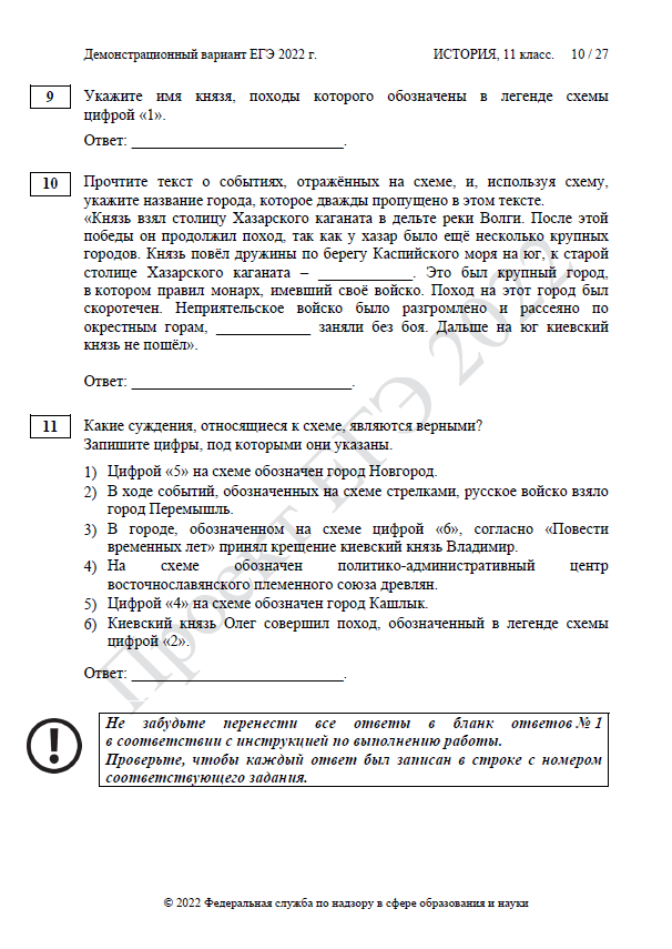 Демоверсия ЕГЭ по истории 2022