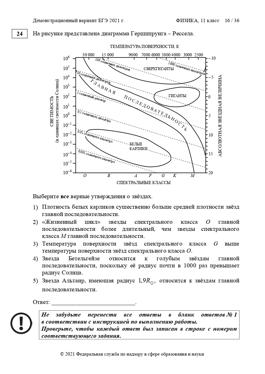 Демоверсия ЕГЭ физика 2021