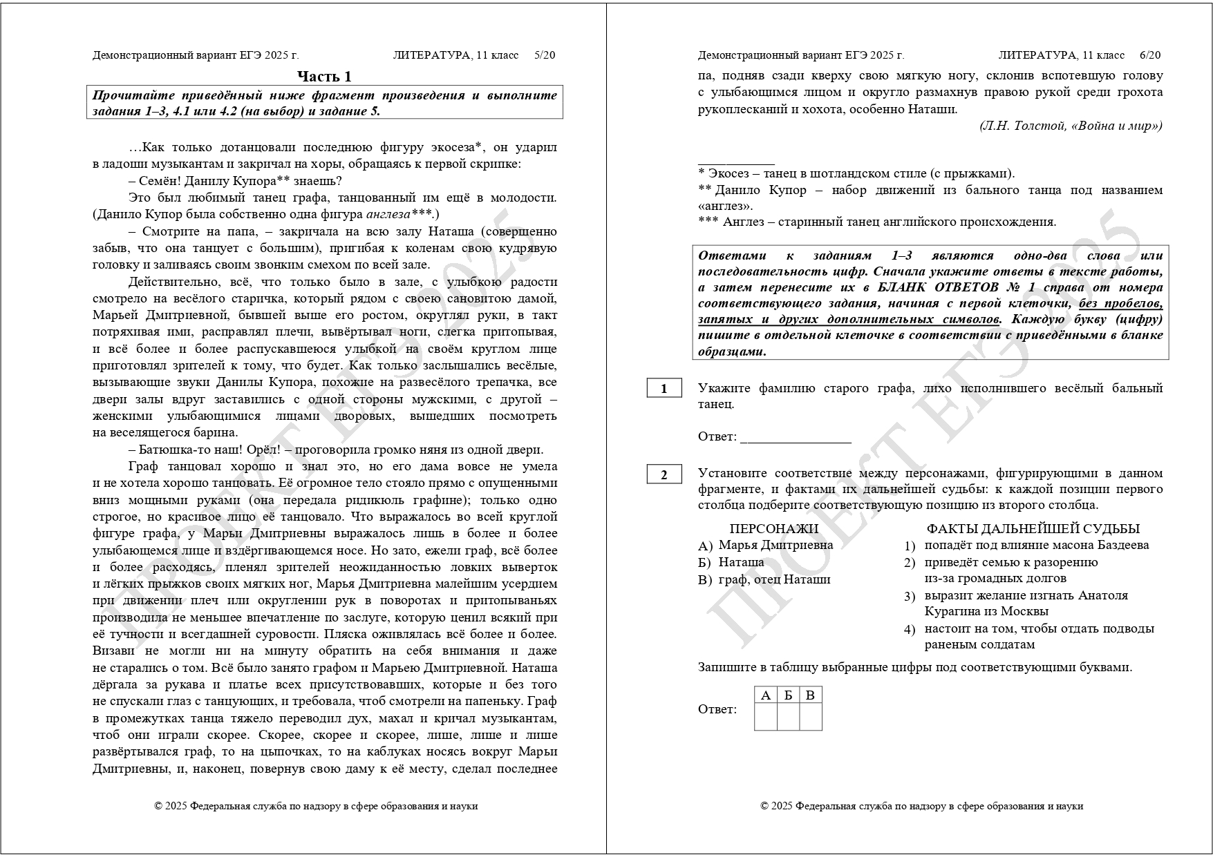 демоверсия ЕГЭ литература 2025