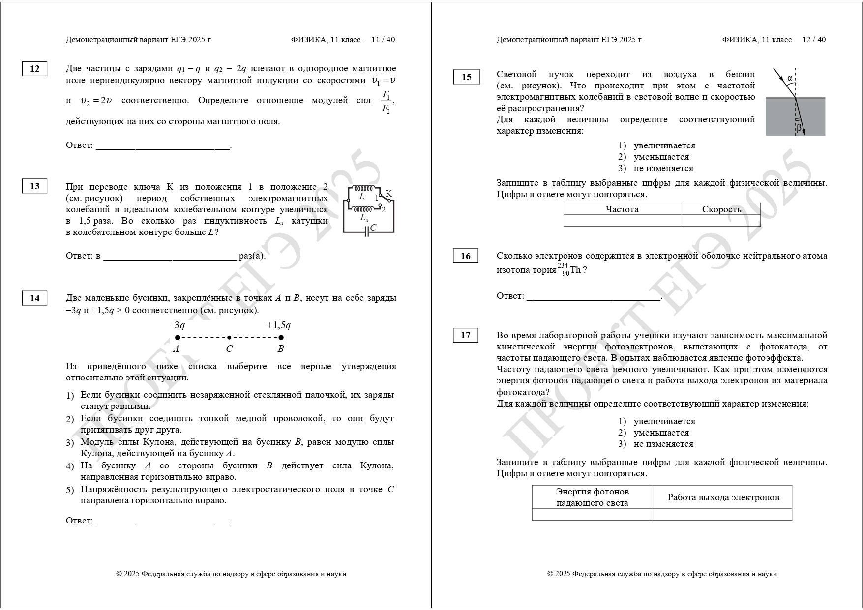 демоверсия ЕГЭ физика 2025