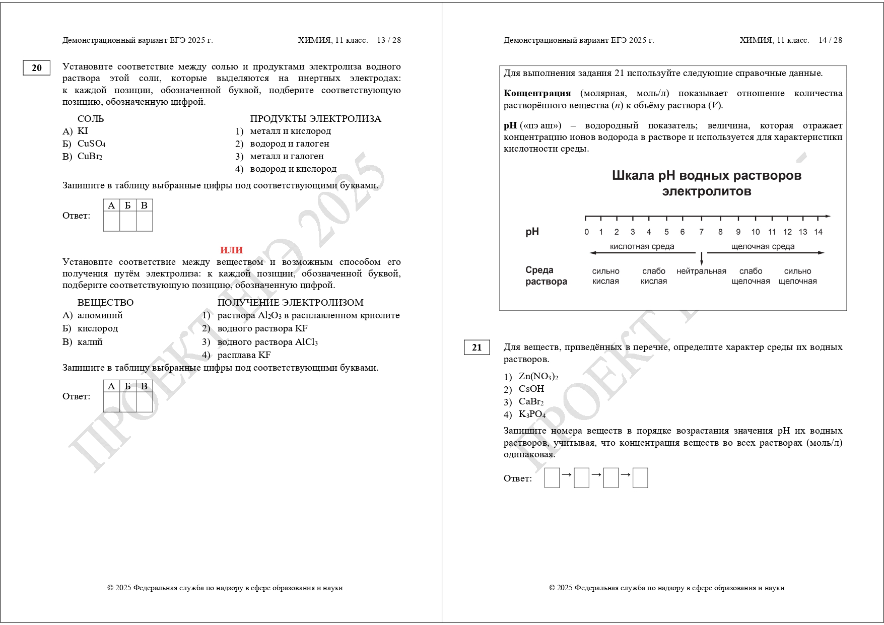 демоверсия ЕГЭ химия 2025